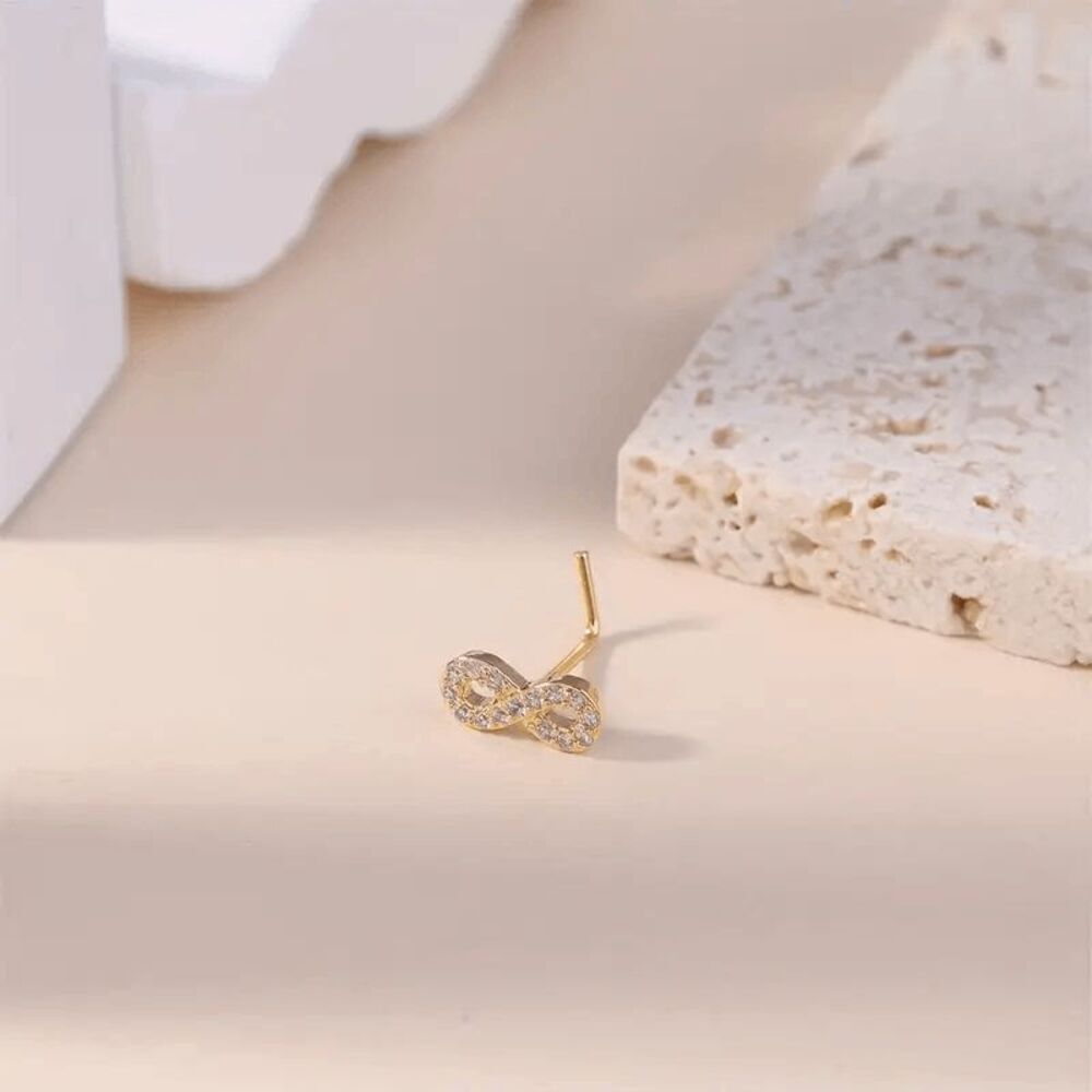 INFINITY DIAMOND NOSE RING - Picture 2 of 4